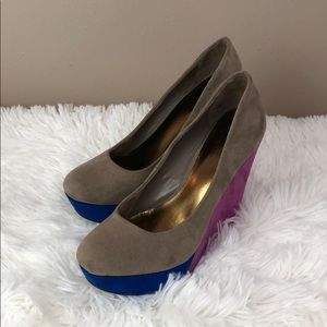 Super fun color block wedges sz 6.5